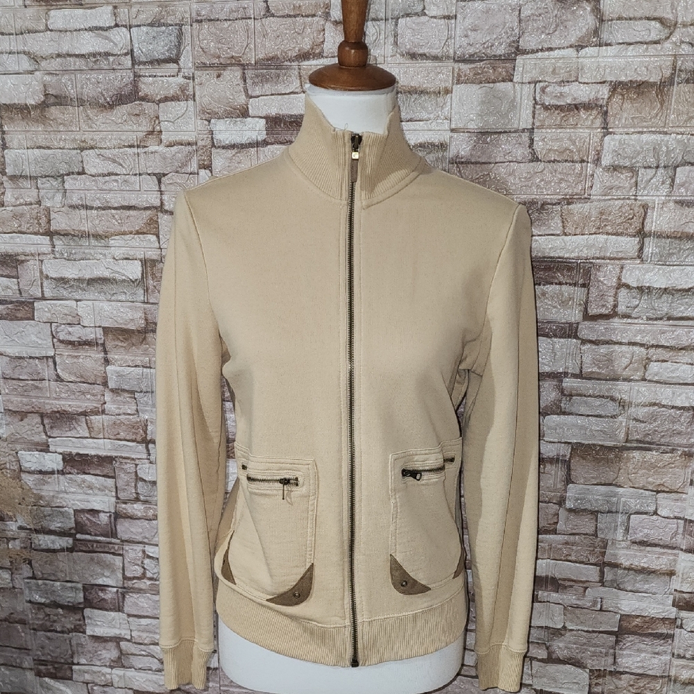 Ralph Lauren Sweatshirts Jacket Leather Trim Full Zip
